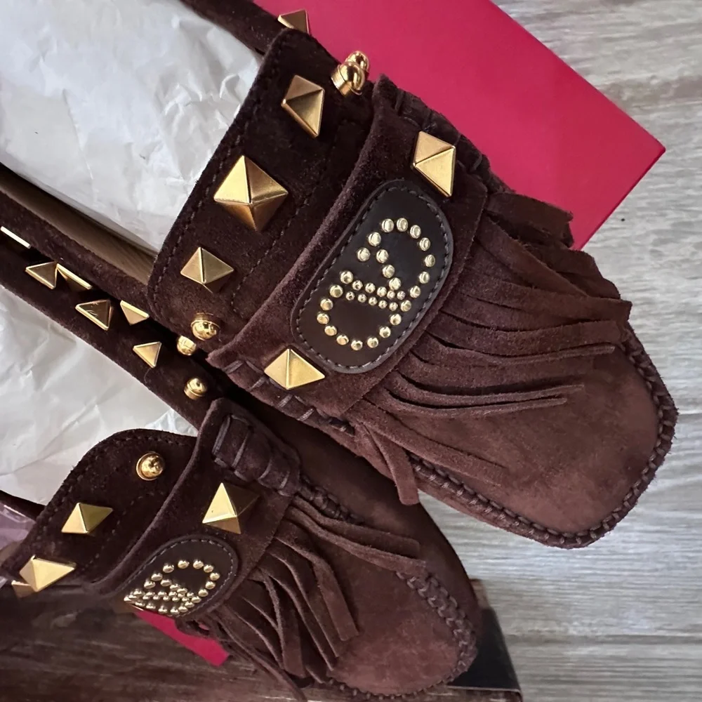 Valentino Women's Brown Suede Driver Loafers in EU Size 40 - Picture 3 of 15